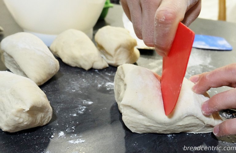 Dividing dough for matzos
