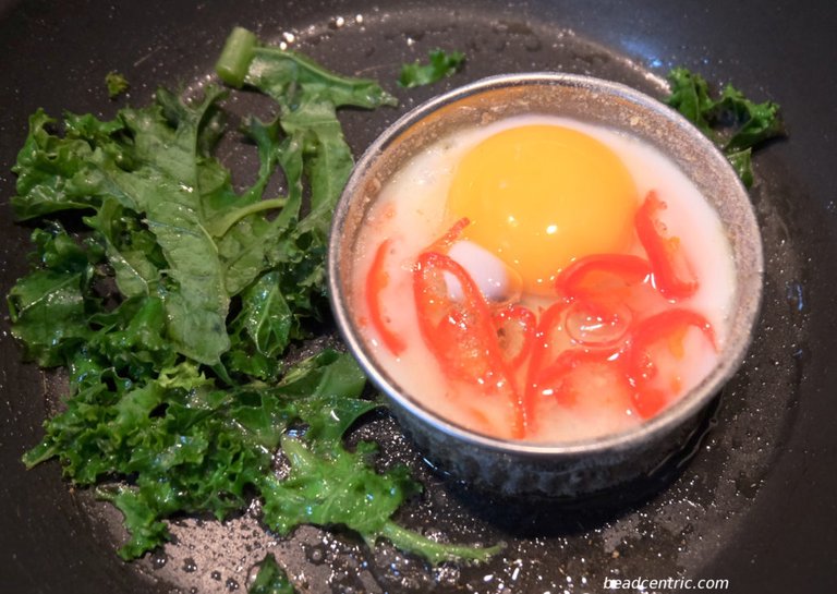 Fried egg and kale