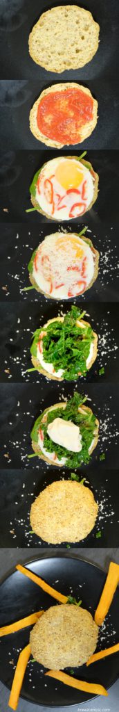 Preparing the eggburger (I forgot to take a picture with spinach)