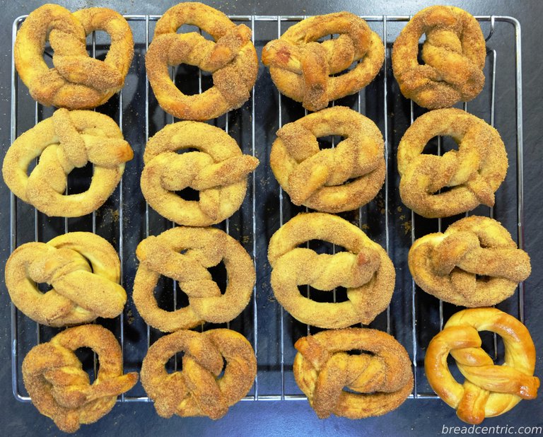 Pretzels on a cooling rack