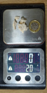 2 grams of yeast compared to a Pound coin
